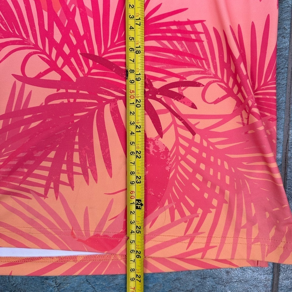 Birdie Bound Polo Shirt Medium Pink Tropical Performance Golf Stretch Casual‎ - Picture 7 of 7